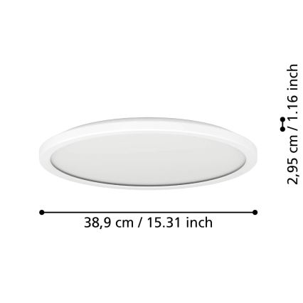 Eglo - LED loftlampe til badeværelse dæmpbar LED/18,5W/230V 2700-6500K diameter 38,9 cm IP44 hvid + fjernbetjening
