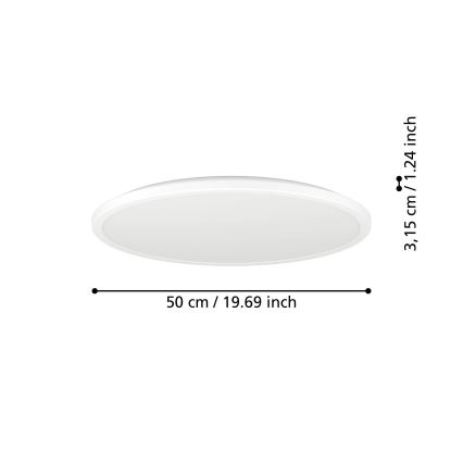 Eglo - LED loftlampe til badeværelse dæmpbar LED/16,8W/230V 2700-6500K pr.50 cm IP44 hvid + fjernbetjening