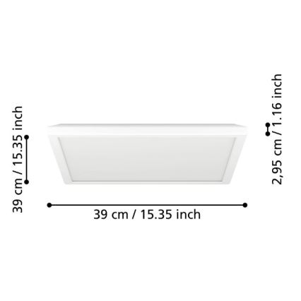 Eglo - LED loftlampe til badeværelse dæmpbar LED/17,6W/230V 2700-6500K 39x39 cm IP44 hvid + fjernbetjening