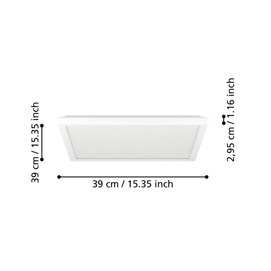 Eglo - LED loftlampe til badeværelse dæmpbar LED/17,6W/230V 2700-6500K 39x39 cm IP44 hvid + fjernbetjening