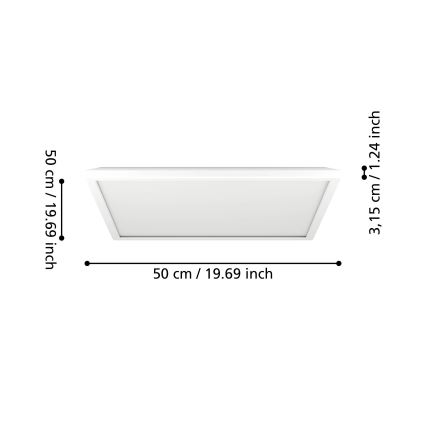 Eglo - LED loftlampe til badeværelse dæmpbar LED/17W/230V 2700-6500K 50x50 cm IP44 hvid + fjernbetjening