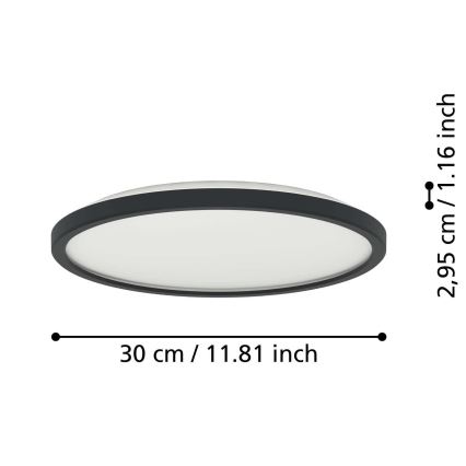 Eglo - LED loftlampe til badeværelse m. RGBW-farver dæmpbar LED/13,9W/230V 2700-6500K diameter 30 cm IP44 sort ZigBee