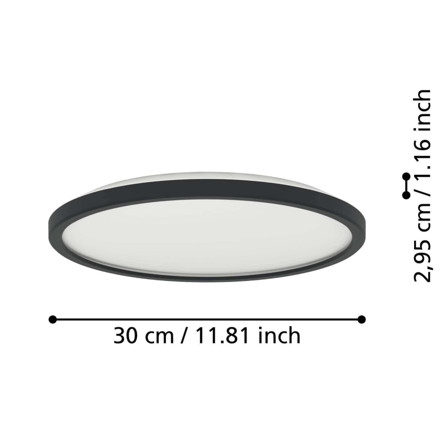 Eglo - LED loftlampe til badeværelse m. RGBW-farver dæmpbar LED/13,9W/230V 2700-6500K diameter 30 cm IP44 sort ZigBee