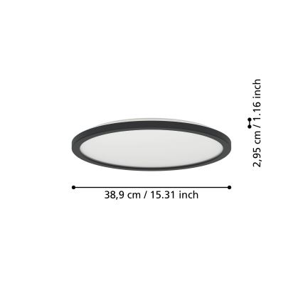 Eglo - LED m. RGBW-farver Loftlampe til badeværelse dæmpbar LED/18,5W/230V 2700-6500K pr.38,9cm IP44 sort ZigBee