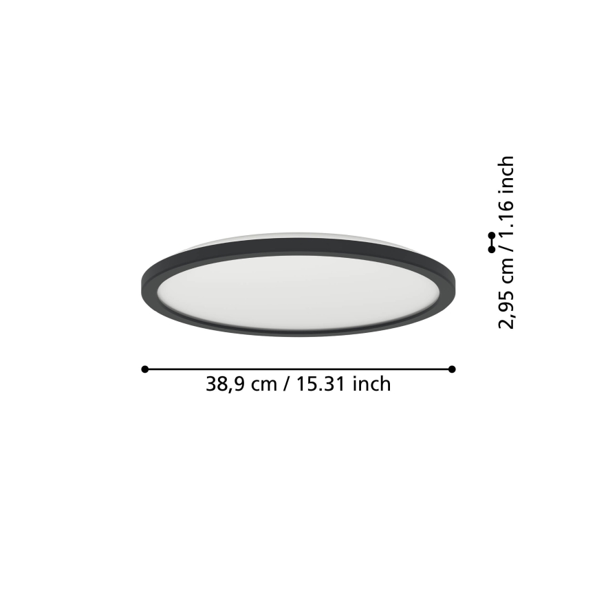 Eglo - LED m. RGBW-farver Loftlampe til badeværelse dæmpbar LED/18,5W/230V 2700-6500K pr.38,9cm IP44 sort ZigBee