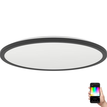 Eglo - LED m. RGBW-farver Loftlampe til badeværelse dæmpbar LED/16,8W/230V 2700-6500K diameter 50 cm IP44 sort ZigBee