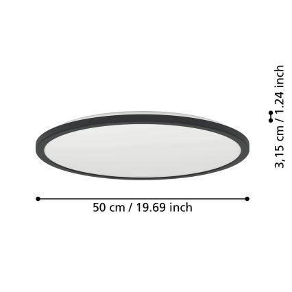 Eglo - LED m. RGBW-farver Loftlampe til badeværelse dæmpbar LED/16,8W/230V 2700-6500K diameter 50 cm IP44 sort ZigBee
