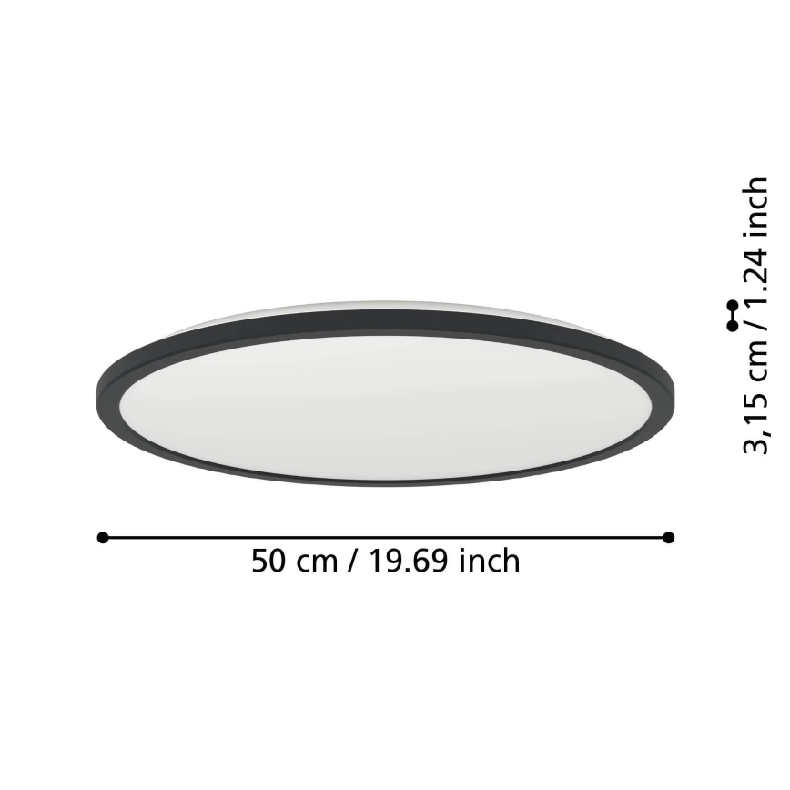 Eglo - LED m. RGBW-farver Loftlampe til badeværelse dæmpbar LED/16,8W/230V 2700-6500K diameter 50 cm IP44 sort ZigBee