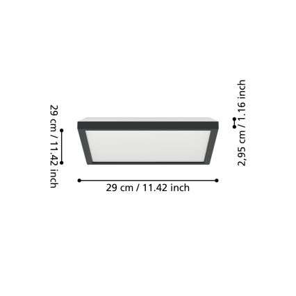 Eglo - LED m. RGBW-farver Loftlampe til badeværelse dæmpbar LED/13,4W/230V 2700-6500K 29x29 cm IP44 sort