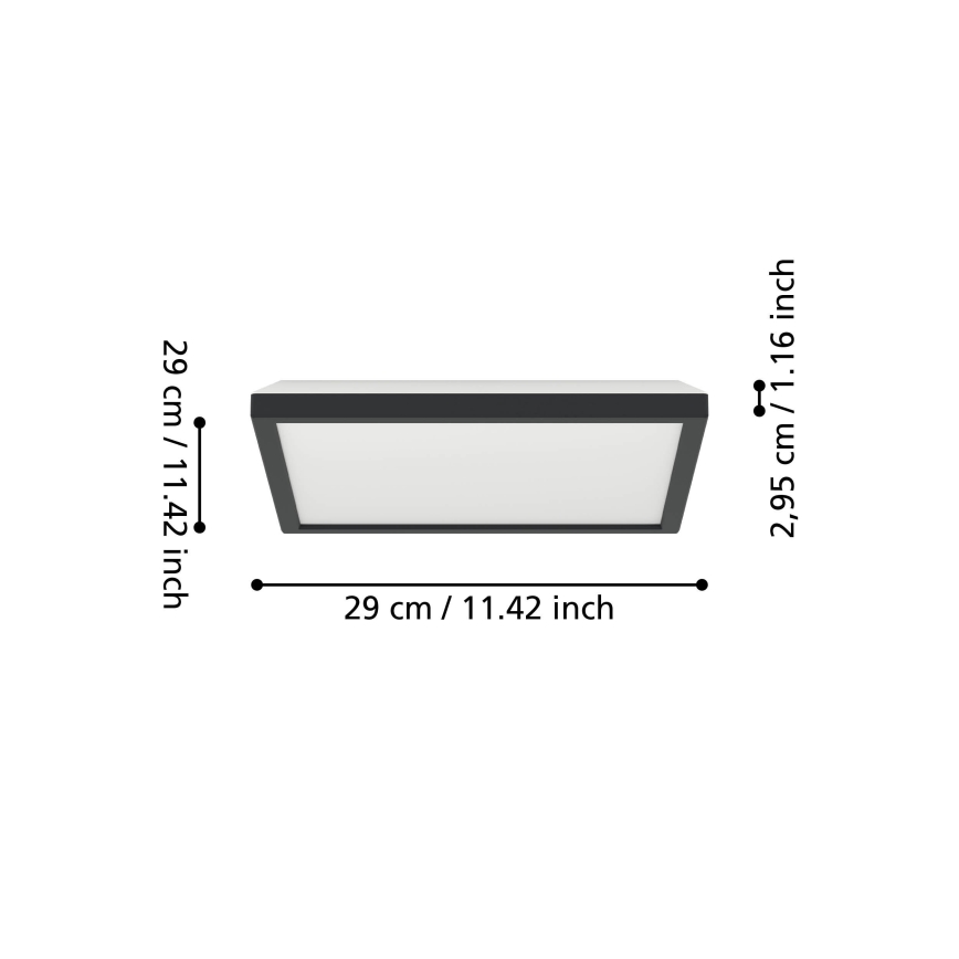 Eglo - LED m. RGBW-farver Loftlampe til badeværelse dæmpbar LED/13,4W/230V 2700-6500K 29x29 cm IP44 sort