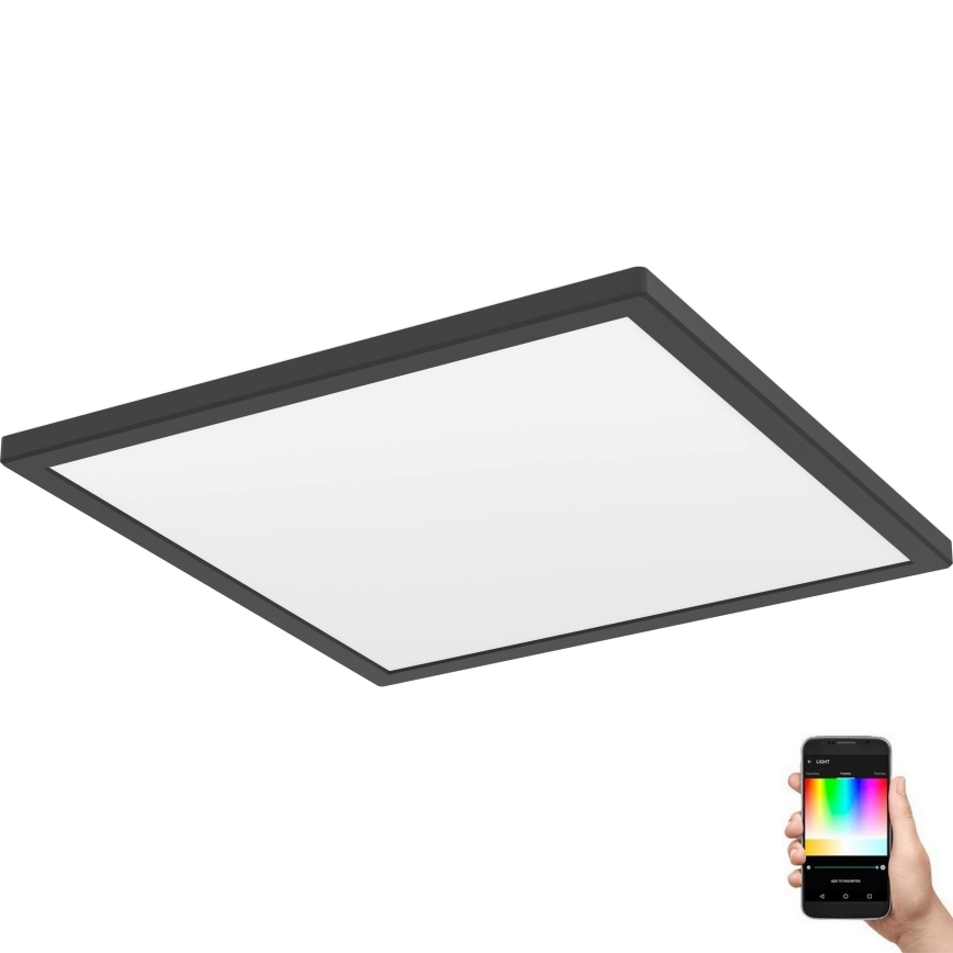 Eglo - LED m. RGBW-farver Loftlampe til badeværelse dæmpbar LED/17,6W/230V 2700-6500K 39x39 cm IP44 sort ZigBee