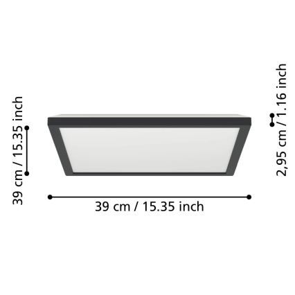 Eglo - LED m. RGBW-farver Loftlampe til badeværelse dæmpbar LED/17,6W/230V 2700-6500K 39x39 cm IP44 sort ZigBee