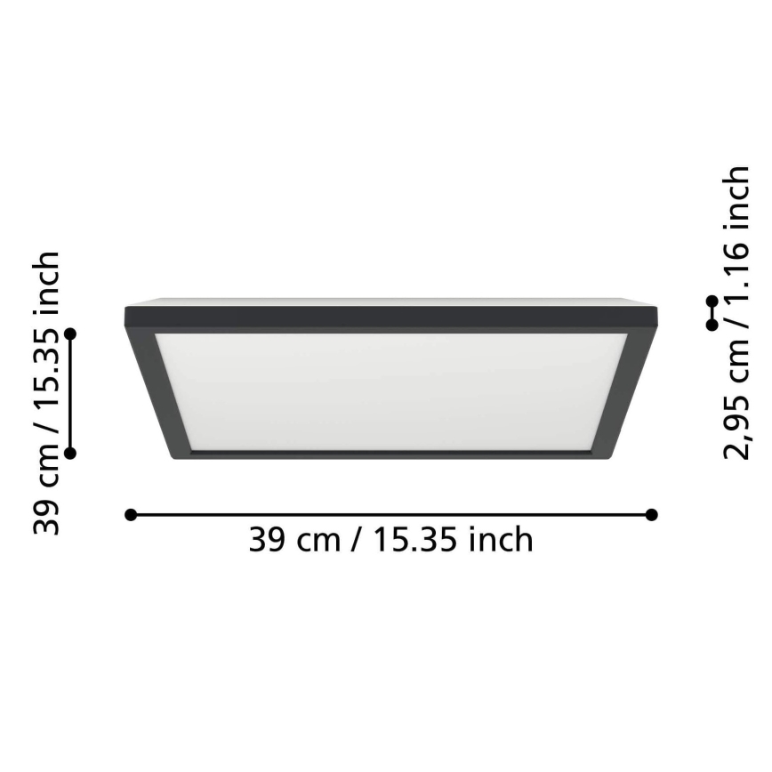 Eglo - LED m. RGBW-farver Loftlampe til badeværelse dæmpbar LED/17,6W/230V 2700-6500K 39x39 cm IP44 sort ZigBee