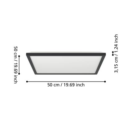 Eglo - LED m. RGBW-farver Loftlampe til badeværelse dæmpbar LED/17W/230V 2700-6500K 50x50cm IP44 sort ZigBee