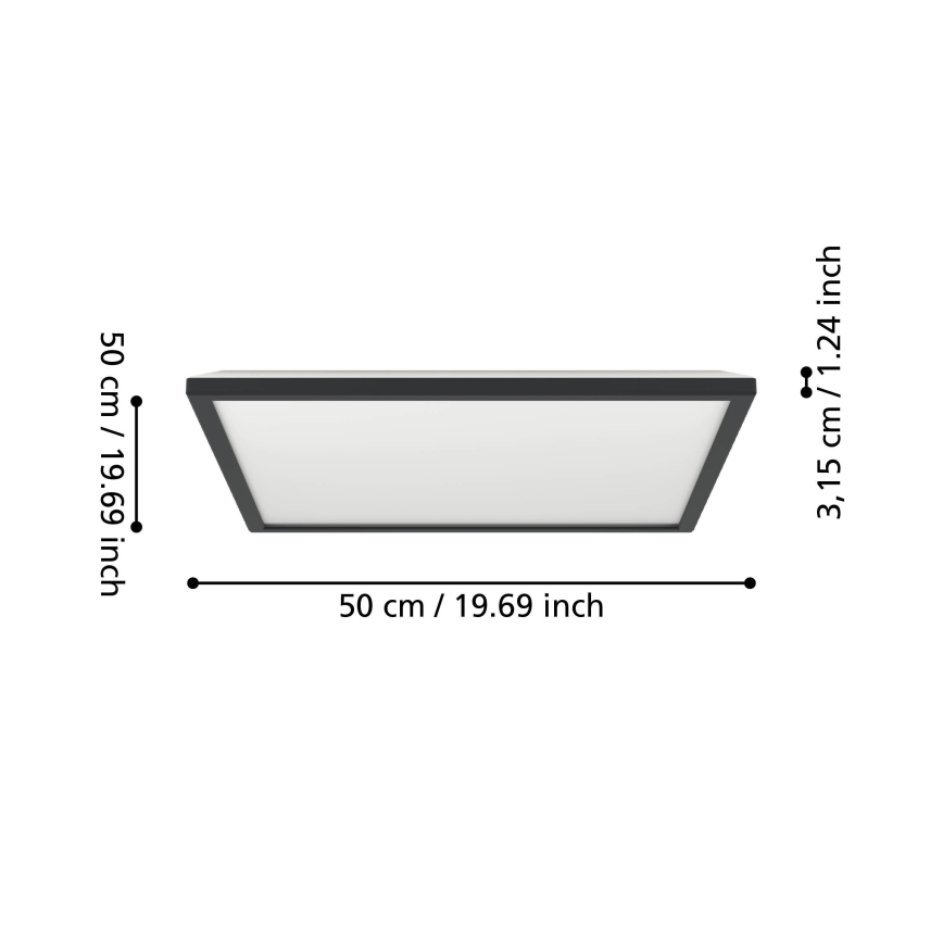 Eglo - LED m. RGBW-farver Loftlampe til badeværelse dæmpbar LED/17W/230V 2700-6500K 50x50cm IP44 sort ZigBee