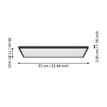Eglo - LED m. RGBW-farver Loftlampe til badeværelse dæmpbar LED/17,2W/230V 2700-6500K 30x57cm IP44 sort ZigBee