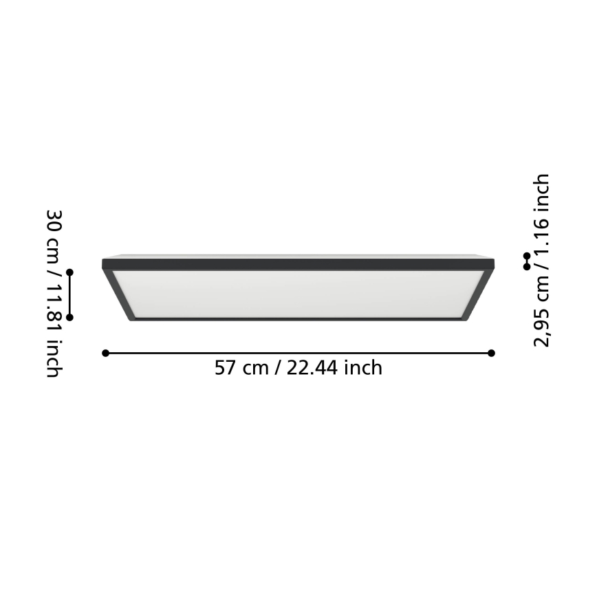 Eglo - LED m. RGBW-farver Loftlampe til badeværelse dæmpbar LED/17,2W/230V 2700-6500K 30x57cm IP44 sort ZigBee