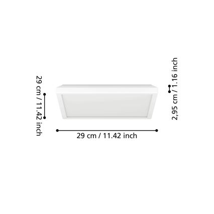 Eglo - LED Loftlampe til badeværelse m. RGBW-farver dæmpbar LED/13,4W/230V 2700-6500K 29x29 cm IP44 hvid ZigBee
