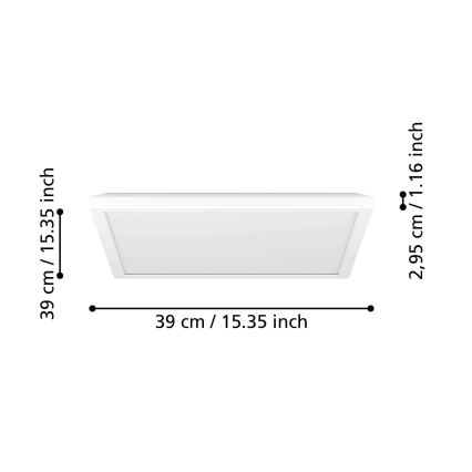 Eglo - LED Loftlampe til badeværelse m. RGBW-farver dæmpbar LED/17,6W/230V 2700-6500K 39x39 cm IP44 hvid ZigBee