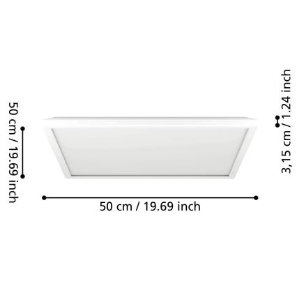Eglo - LED loftlampe til badeværelse m. RGBW-farver dæmpbar LED/17W/230V 2700-6500K 50x50 cm IP44 hvid ZigBee