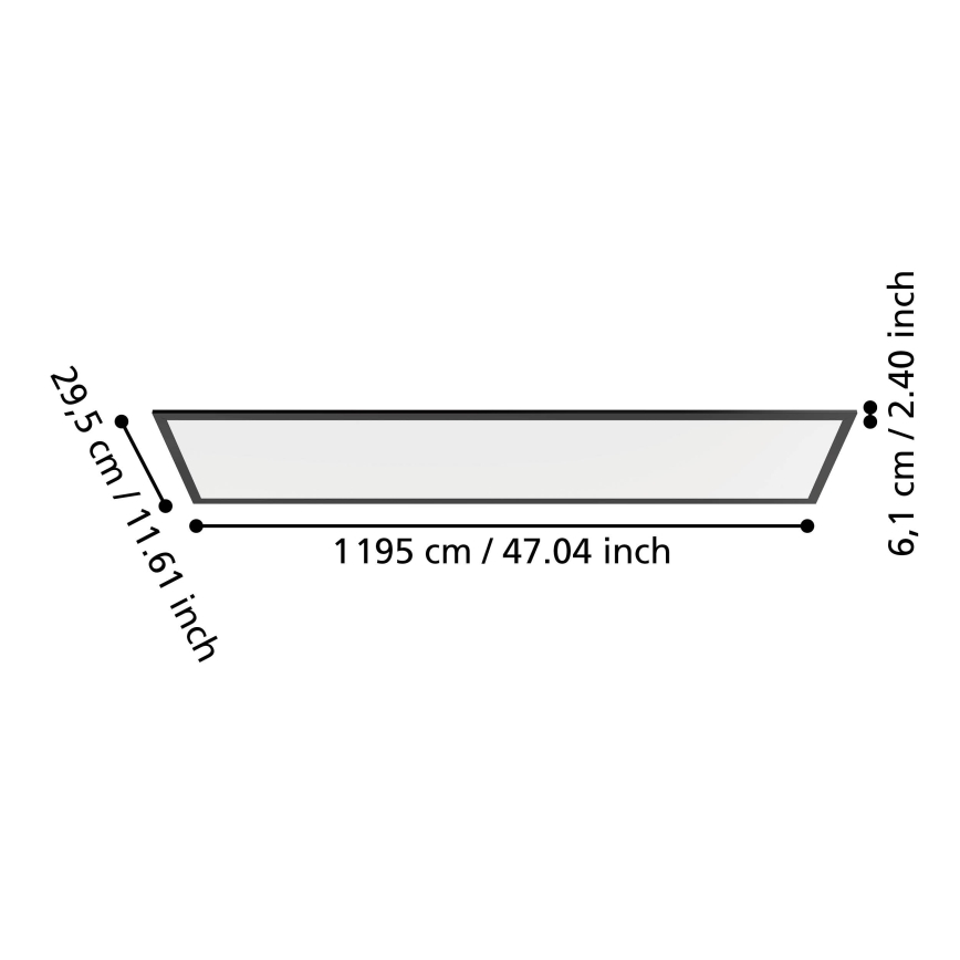 Eglo - LED-påbygningspanel 33W/230V 2700/4000/6500K 120x30 cm sort