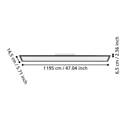Eglo - LED overflademonteret panel LED/28W/230V 2700/4000/6500K 120x15 cm sort
