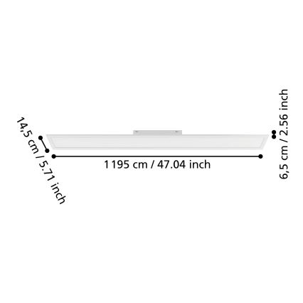Eglo - LED dæmpbart påbygningspanel LED/28,3W/230V 2700-6500K 120x15 cm hvid + fjernbetjening