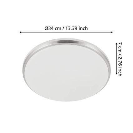 Eglo - LED Badeværelsesloftlampe LED/18W/230V 3000/4000/6500K pr. 34 cm IP54 mat krom