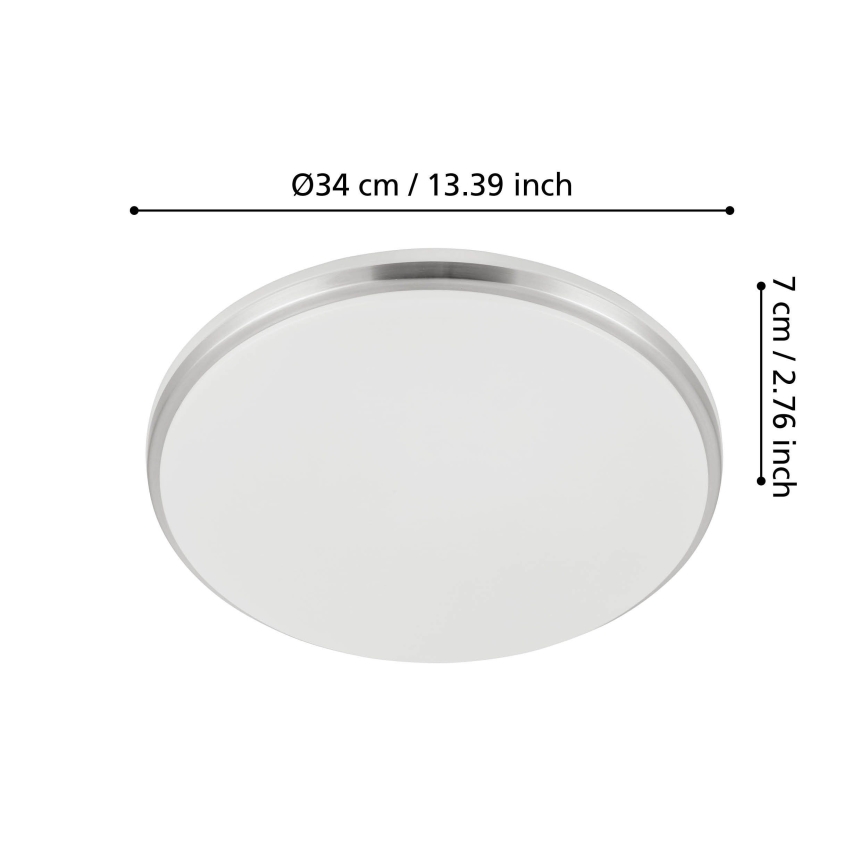 Eglo - LED loftlampe til badeværelse, 18 W, 230 V, 3000/4000/6500 K, IP54, mat krom