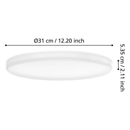 Eglo - LED loftlampe til badeværelset med bevægelsessensor LED/20W/230V 2700/4000/6500K Ø 31 cm IP54 hvid