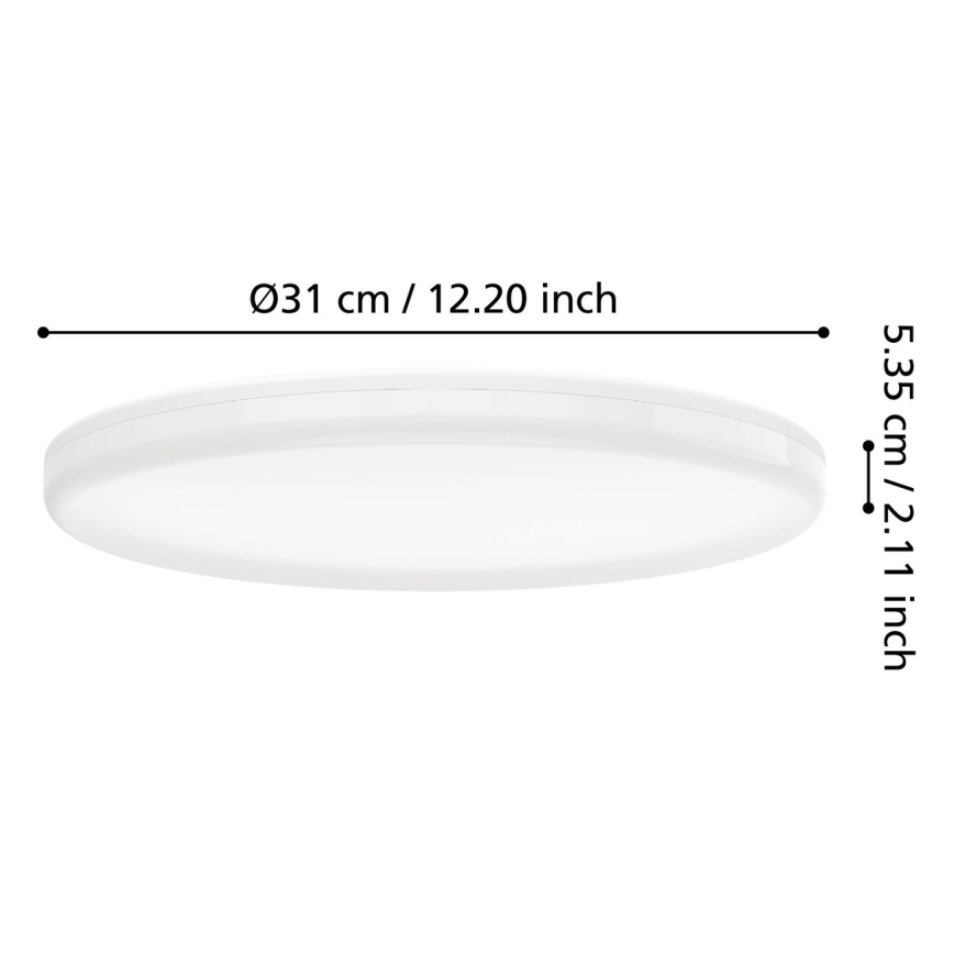 Eglo - LED loftlampe til badeværelset med bevægelsessensor LED/20W/230V 2700/4000/6500K Ø 31 cm IP54 hvid