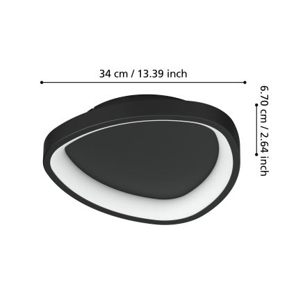 Eglo - LED loftlampe dæmpbar LED/12W/230V 2700-6500K sort + fjernbetjening