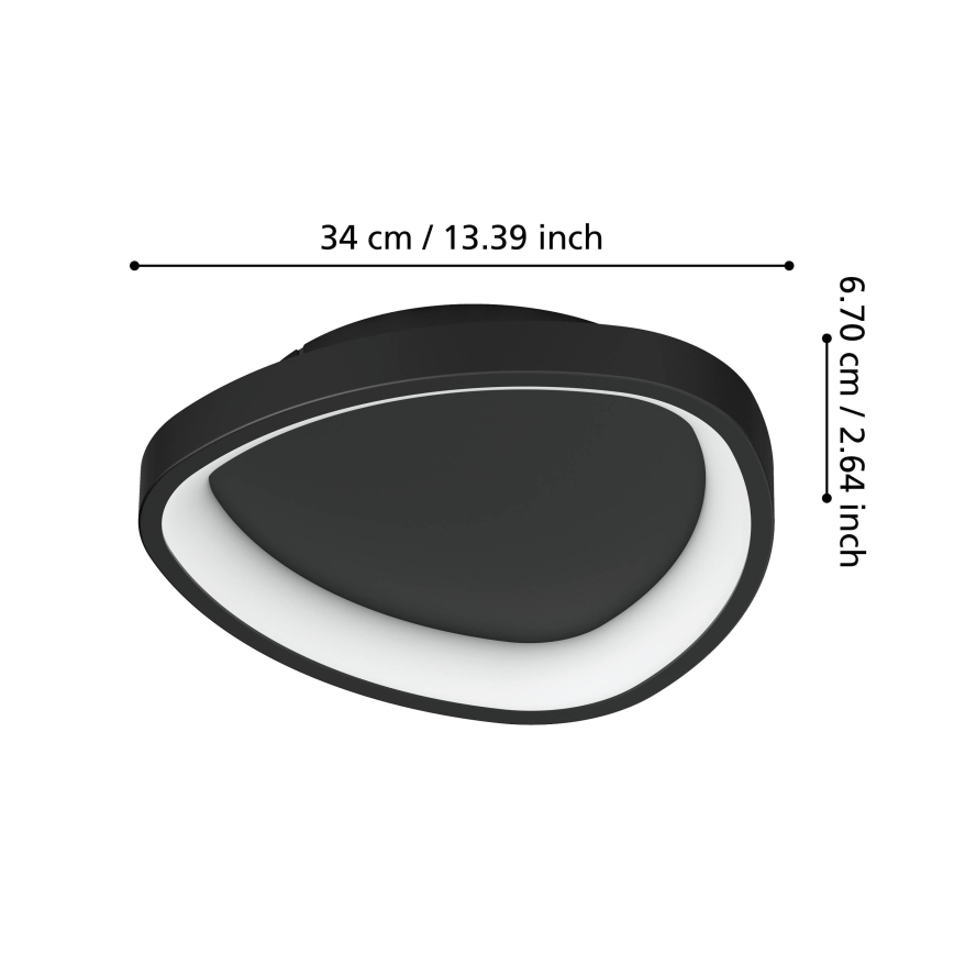 Eglo - LED loftlampe dæmpbar LED/12W/230V 2700-6500K sort + fjernbetjening