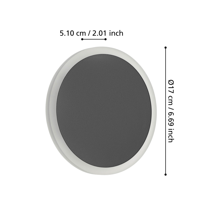 Eglo - LED væglampe LED/12W/230V 3000K diameter 17 cm sort