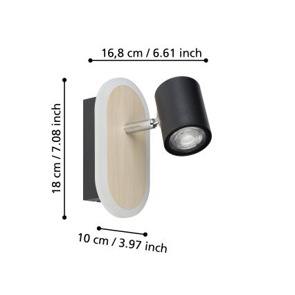 Eglo - LED vægspot LED/7W/230V brun/sort