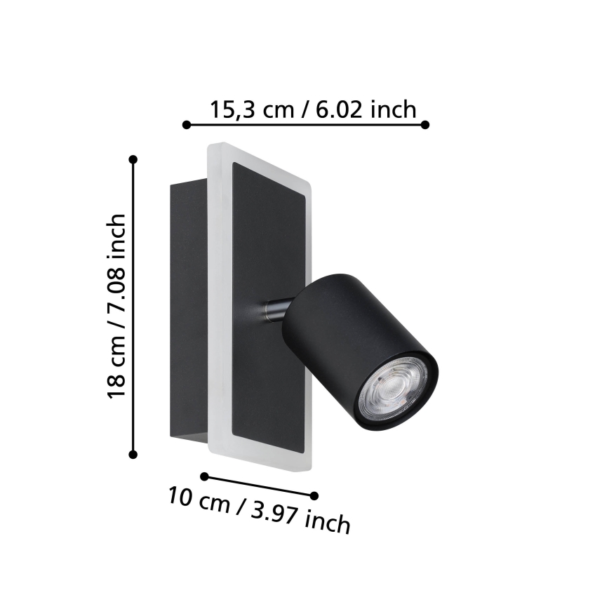 Eglo - LED vægspot LED/7W/230V sort