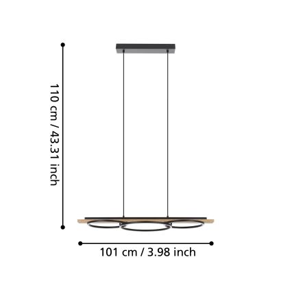 Eglo - LED pendel dæmpbar 2xLED/12,5W/230V+1xLED/15,5W 3000K beige/sort