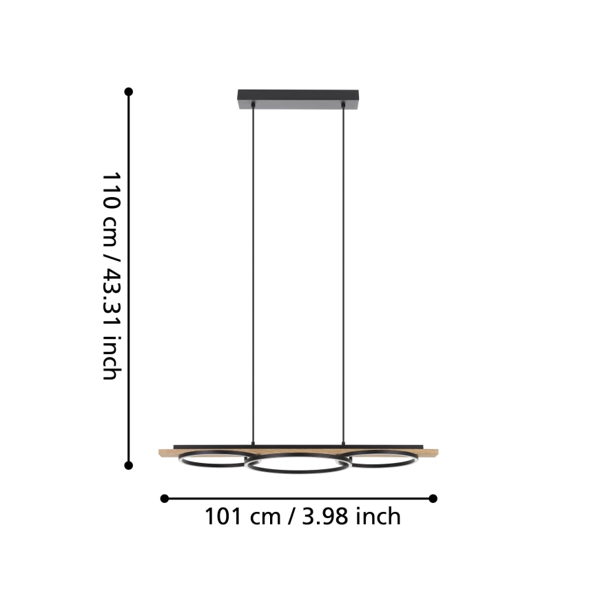 Eglo - LED pendel dæmpbar 2xLED/12,5W/230V+1xLED/15,5W 3000K beige/sort