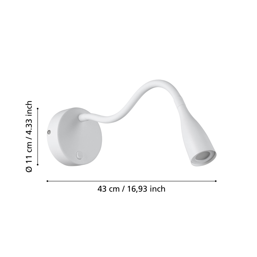 Eglo - LED fleksibel væglampe LED/3,8W/230V hvid