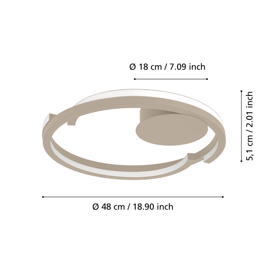 Eglo - Dæmpbar LED-loftlampe 2xLED/20W/230V 2700-6500K Ø 48 cm beige + fjernbetjening
