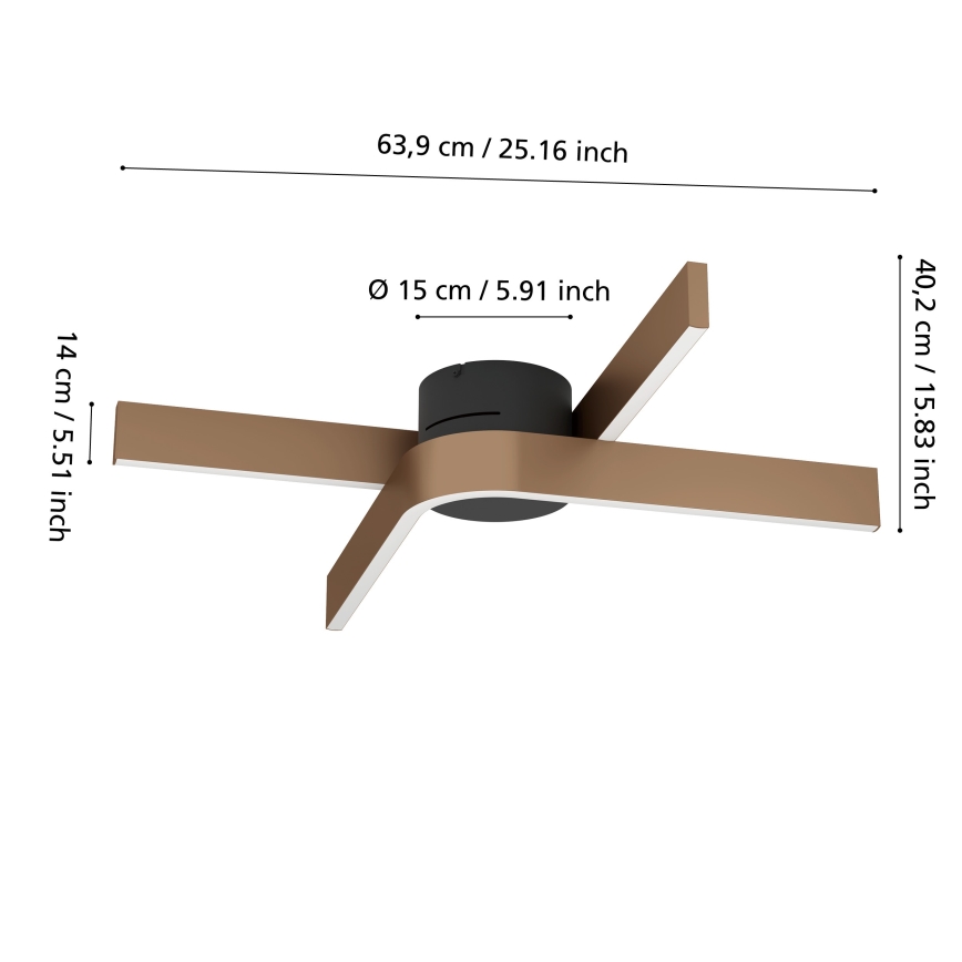 Eglo - LED RGBW dæmpbar loftlampe 2xLED/18W/230V kobber/sort