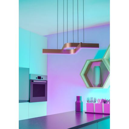 Eglo - LED RGBW dæmpbar pendel med wireophæng 2xLED/18W/230V kobber/sort