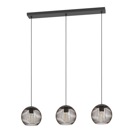 Eglo - Pendel på wire 3xE27/60W/230V sort