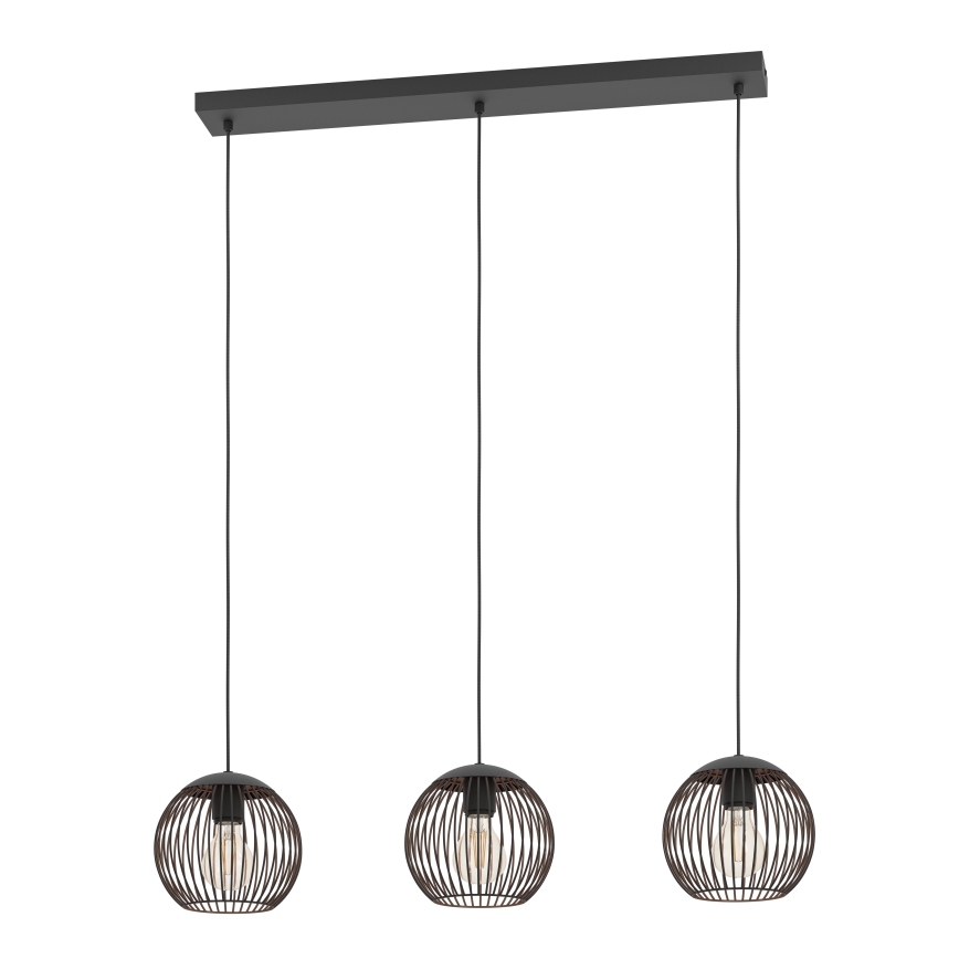 Eglo - Pendel på wire 3xE27/60W/230V sort