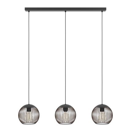 Eglo - Pendel på wire 3xE27/60W/230V sort