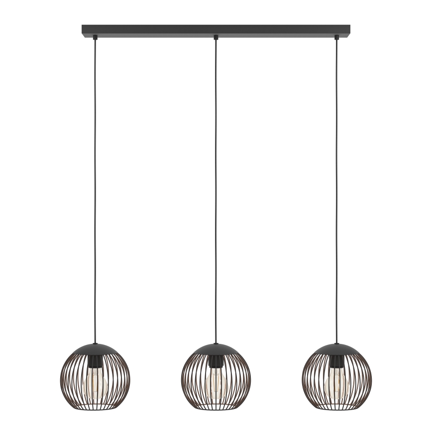 Eglo - Pendel på wire 3xE27/60W/230V sort