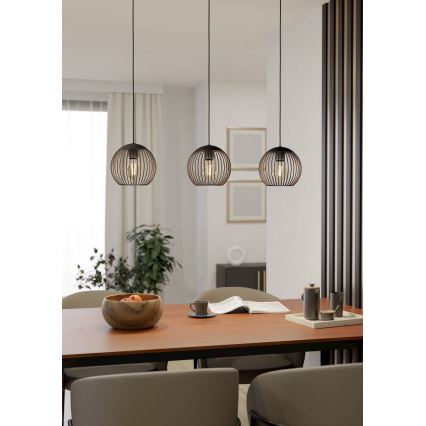 Eglo - Pendel på wire 3xE27/60W/230V sort