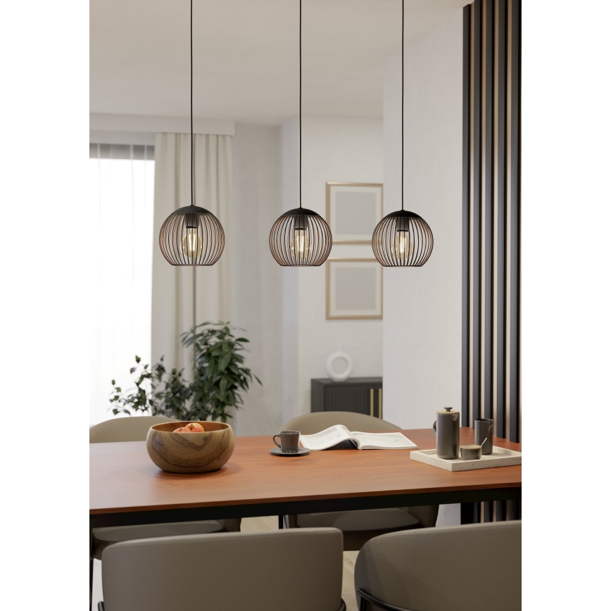 Eglo - Pendel på wire 3xE27/60W/230V sort