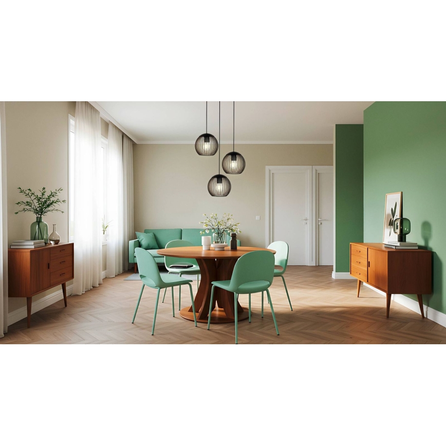 Eglo - Pendel på ledning 3xE27/60W/230V sort