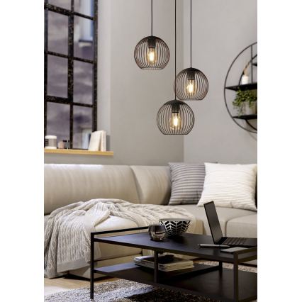 Eglo - Pendel på ledning 3xE27/60W/230V sort